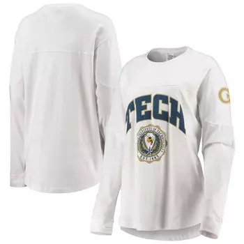 Женская футболка Pressbox White Georgia Tech Yellow Jackets с длинным рукавом Edith