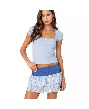 Женская футболка Priscilla с кружевной отделкой Edikted, синий