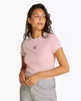 Женская футболка приталенного кроя с короткими рукавами Tommy Jeans, светло-розовый