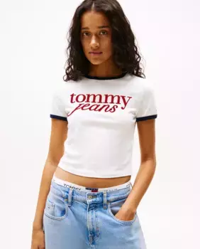 Женская футболка приталенного кроя с короткими рукавами Tommy Jeans, белый