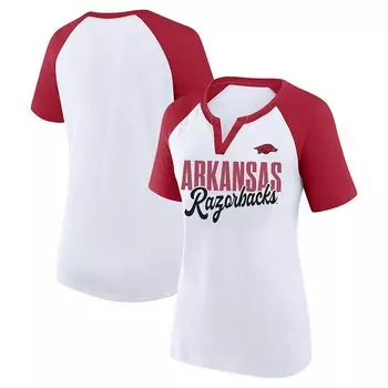 Женская футболка Profile White/Cardinal Arkansas Razorbacks размера плюс Best Squad с мерцающим воротником реглан и вырезом, цвет Ark White
