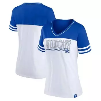 Женская футболка Profile White/Royal Kentucky Wildcats размера плюс Field Game с v-образным вырезом
