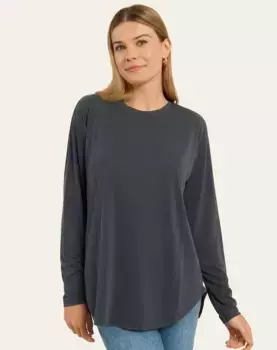 Женская футболка прямого покроя с длинными рукавами Naf Naf, серый