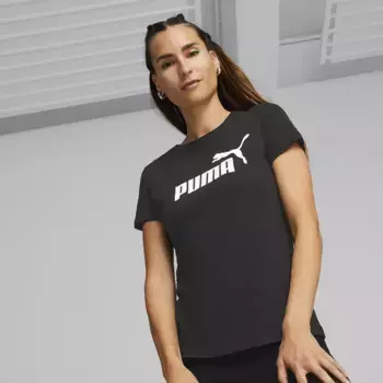 Женская футболка Puma с логотипом Essential, чёрный