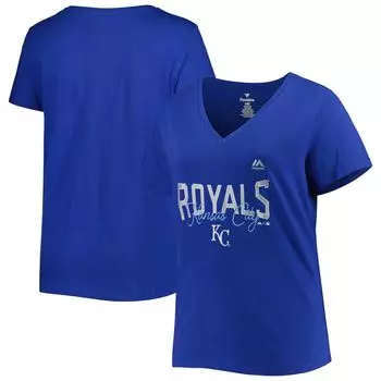 Женская футболка размера плюс с v-образным вырезом и надписью Royal Kansas City Royals