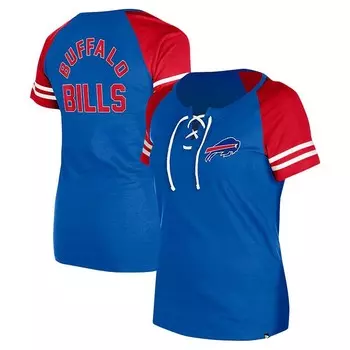 Женская футболка реглан на шнуровке New Era Royal Buffalo Bills, цвет Bil Blue