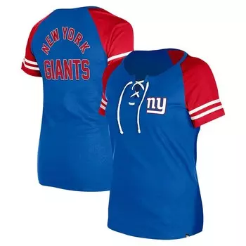 Женская футболка реглан на шнуровке New Era Royal New York Giants, цвет Gia Blue
