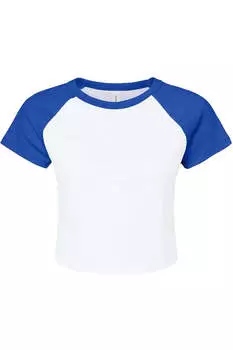 Женская футболка реглан с микро-рубчиком BELLA + CANVAS для малышей, цвет white/ true royal