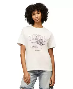 Женская футболка Relaxed с графическим принтом Tonal Tropics Tommy Jeans, слоновая кость/кремовый