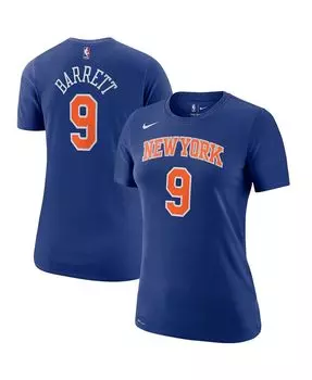 Женская футболка rj barrett blue new york knicks name and number performance Nike, синий