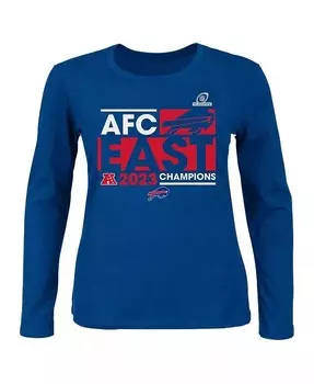 Женская футболка Royal Buffalo Bills 2023 AFC East Division Champions, футболка больших размеров с круглым вырезом и длинными рукавами Fanatics, синий