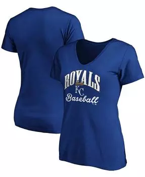 Женская футболка Royal Kansas City Royals Victory Script с v-образным вырезом Fanatics, синий