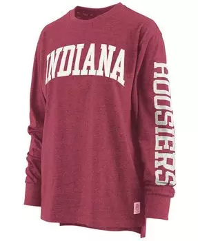 Женская футболка Royce Apparel Inc Indiana Hoosiers Canyon с длинными рукавами Pressbox, красный