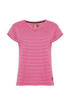 Женская футболка Розовая хлопковая рубашка с v-образным вырезом в полоску Flash и логотипом в форме сердца ROADSIGN australia, красный