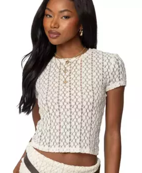 Женская футболка Rye Sheer Textured Edikted, черный