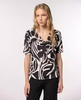 Женская футболка с абстрактным принтом и рукавом до локтя Naulover, черный