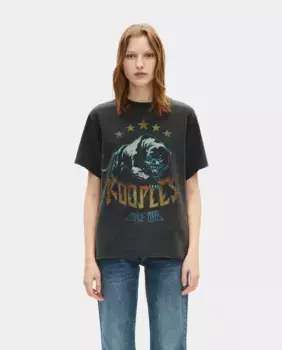 Женская футболка с эффектом потертости и трафаретной печатью спереди The Kooples, черный