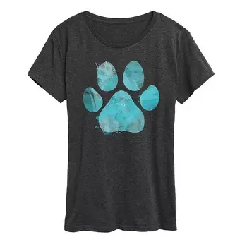 Женская футболка с акварельным рисунком Pawprint Licensed Character, цвет Heather Charcoal