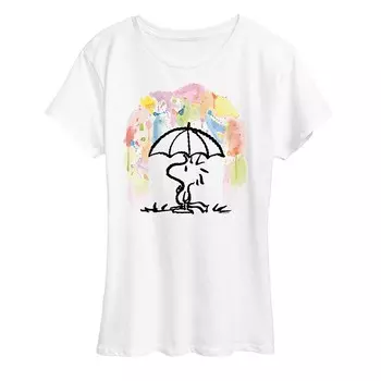 Женская футболка с акварельным рисунком Peanuts Woodstock Licensed Character, белый