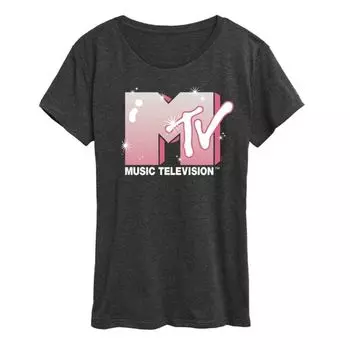 Женская футболка с блестящим логотипом MTV Licensed Character, серый