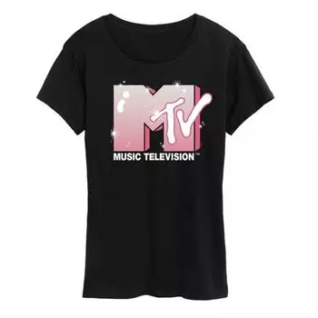 Женская футболка с блестящим логотипом MTV Licensed Character, черный