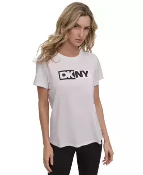 Женская футболка с цветными блоками и логотипом Crewneck DKNY, белый
