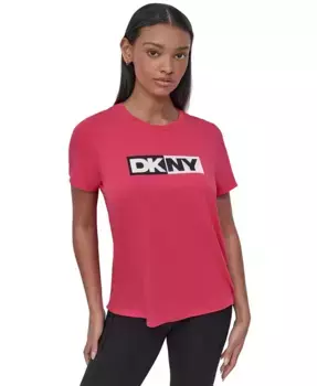 Женская футболка с цветными блоками и логотипом Crewneck DKNY, розовый