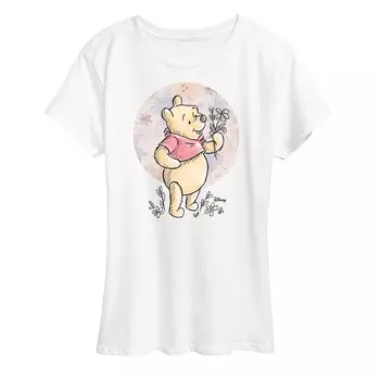 Женская футболка с цветочным принтом Disney's Minnie Mouse и рисунком Пуха, белый