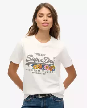 Женская футболка с цветочным принтом и логотипом Vintage Premium Superdry, цвет Crudo