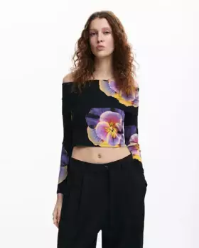 Женская футболка с цветочным принтом M Christian Lacroix Desigual, черный