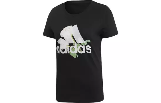 Женская футболка с цветочным принтом Must Haves, черная Adidas