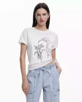 Женская футболка с цветочным женским силуэтом Desigual, белый