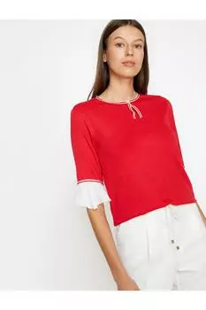 Женская футболка с декором Red Pearl Koton, красный