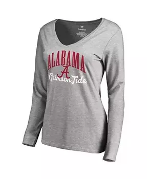 Женская футболка с длинным рукавом Ash Alabama Crimson Tide Victory Script Fanatics, серый