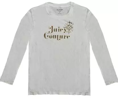 Женская футболка с длинным рукавом Bleached Bone Traditional Bling Classic, размер L, цвет слоновой кости Juicy Couture