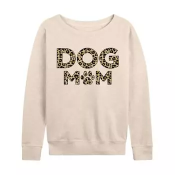 Женская футболка с длинным рукавом Dog Mom в леопардовом принте из французского флиса Licensed Character, бежевый