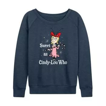 Женская футболка с длинным рукавом Dr Seuss "Гринч и Синди Лу" из французкого терри Licensed Character, индиго