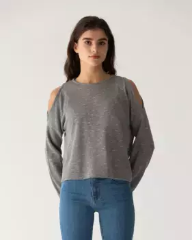Женская футболка с длинным рукавом и открытыми плечами Noon, серый