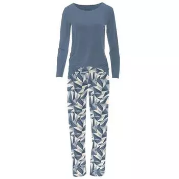 Женская футболка с длинным рукавом и пижамные штаны в зимнем льду KICKEE, цвет winter ice