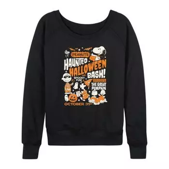 Женская футболка с длинным рукавом и принтом «Peanuts Haunted» для вечеринки в честь Хэллоуина Licensed Character, черный