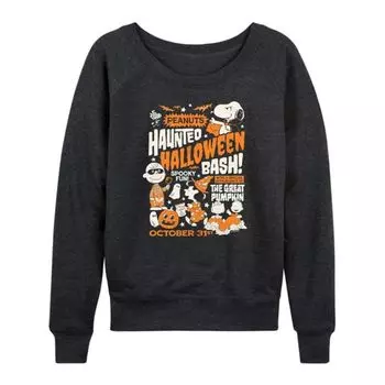Женская футболка с длинным рукавом и принтом «Peanuts Haunted» для вечеринки в честь Хэллоуина Licensed Character, серый