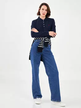 Женская футболка с длинным рукавом и принтом с вырезом поло Southblue