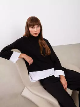 Женская футболка с длинным рукавом и прямым воротником LCWAIKIKI Classic