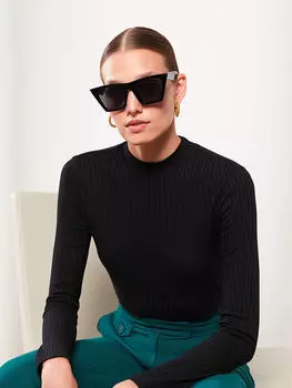 Женская футболка с длинным рукавом и прямым воротником LCW Modest