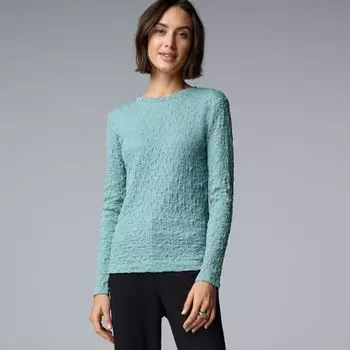 Женская футболка с длинным рукавом и складками Simply Vera Vera Wang, цвет ocean storm