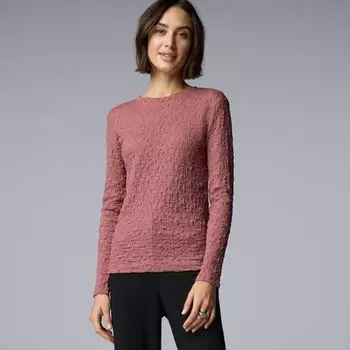 Женская футболка с длинным рукавом и складками Simply Vera Vera Wang, цвет maiden mauve