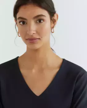 Женская футболка с длинным рукавом и V-образным вырезом Guitare, темно-синий