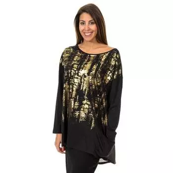 Женская футболка с длинным рукавом и вырезом «лодочка» 10dml0437 Met, черный