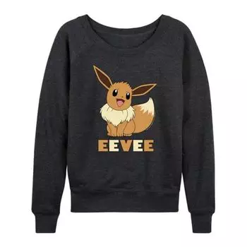 Женская футболка с длинным рукавом из французского трикотажа Pokemon Eevee Licensed Character, серый