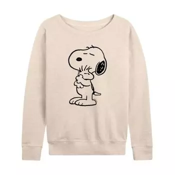 Женская футболка с длинным рукавом из французского трикотажа «Peanuts Snoopy Loves Woodstock» Licensed Character, бежевый